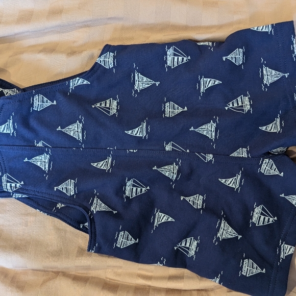 Blue and white overalls and shirt set, 9 months - Picture 5 of 6